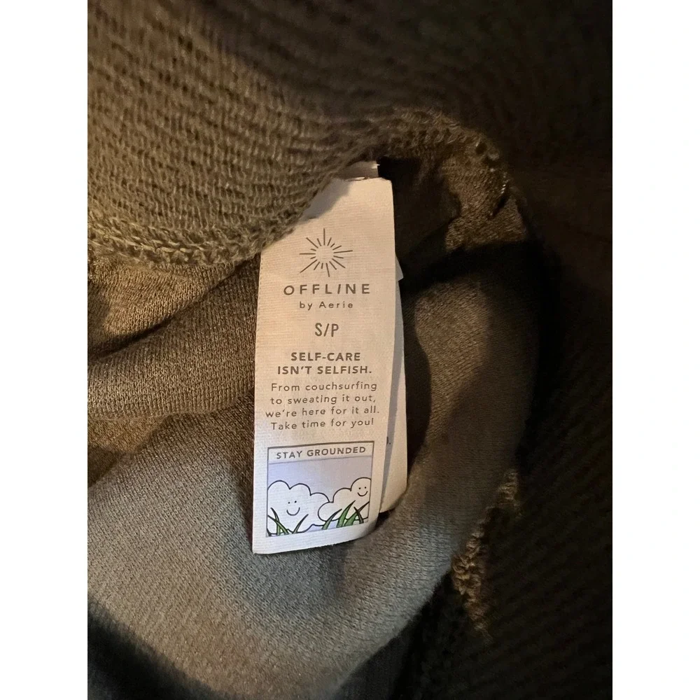 OFFLINE by Aerie Ribbed Flare Leggings and Corset Crop Top Set Olive Green Small